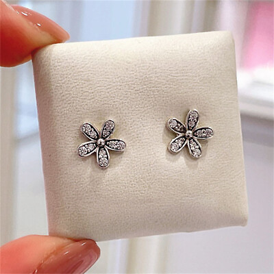 #ad New Authentic 925 Sterling Silver Dazzling Daisy Stud CZ Earrings $19.94