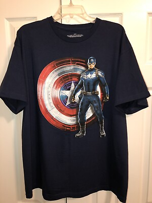 #ad Captain America Marvel Men#x27;s T shirt Blue Size XL $9.95