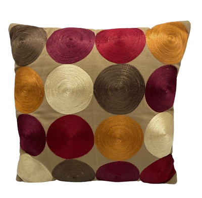 #ad Decorative Fall Pillow With Circles Geometric 16 Inch Square Retro Colorful $7.99