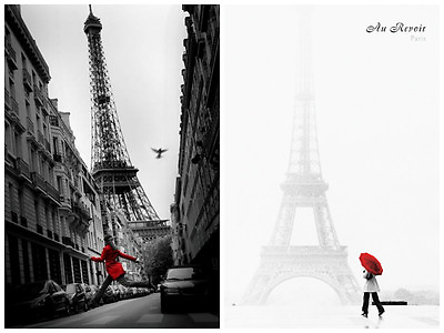 #ad Au Revoir La Veste Rouge 2 Individual Posters Paris Europe Eiffel Tower Red New $21.99