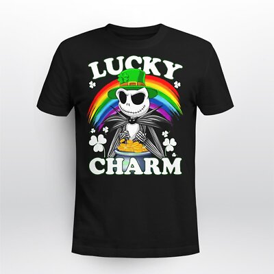 #ad Lucky Charm Rainbow Jack Skellington Happy Patrick#x27;s Day Tshirt Men Women $18.00