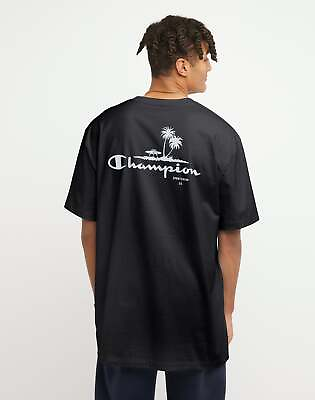 #ad #ad Men#x27;s Champion Classic T Shirt Beach Graphic Big amp; Tall Black LT $13.48