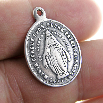 #ad MIRACULOUS MEDAL silver cast from 19th century antique French original $24.00