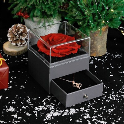 #ad Beautiful Red Eternal Rose Jewelry Box For Girlfriend Mother Gift $18.52