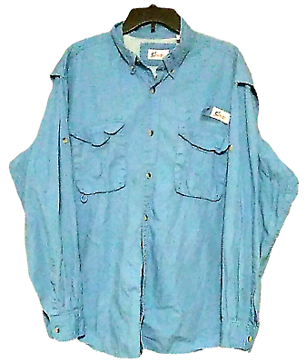#ad World Wide Sportsman Long Sleeve Shirt Vented Fishing Pockets Blue MENS SZ XL $12.00