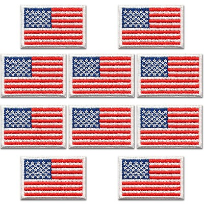 #ad Flag Patches 10 Pack USA Flag Embroidered Iron On Patch Applique 1quot; $9.19
