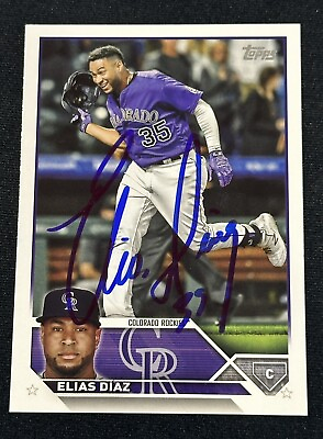 #ad #ad Elias Diaz Signed 2023 Topps Series 2 #648 Autographed Auto Rockies Card $19.99