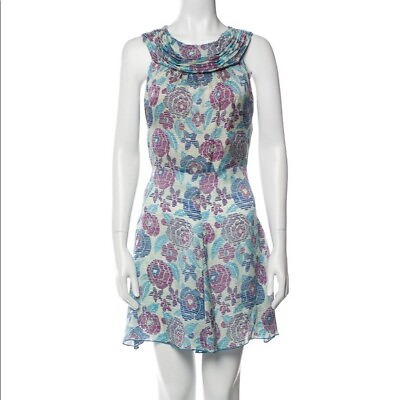 #ad Anna Sui Pixel Floral Bow Back Silk Dress 2 $27.50