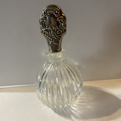 #ad Antique Cut Glass And Silver Perfume Bottle Excellent Condition $25.00