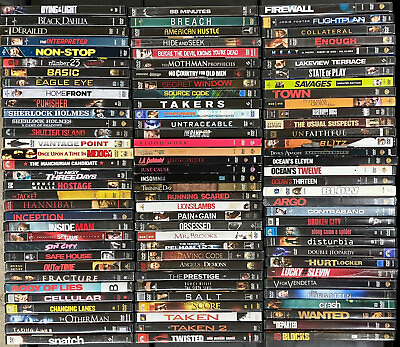 #ad Lot of 100 Thriller Movies Used Previewed DVD Specific Titles Listed $52.99