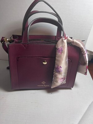 #ad Nanette Lepore Leather Crossbody Small Satchel Burgundy color with scarf $9.99
