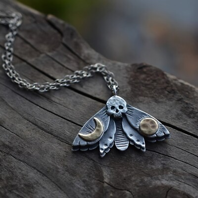 Moth Skull Pendant Necklace Women Fashion Vintage Sun amp; Moon Gothic Jewelry Gift C $0.99