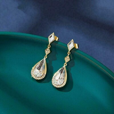 #ad 2.00 Ct Pear Cut Diamond Teardrop Drop amp; Dangle Earrings 14k Yellow Gold Finish $148.49