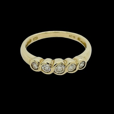 #ad 9ct Yellow Gold Diamond Eternity Ring 0.30ct tdw Size M1 2 Preloved VAL $1400 AU $700.00