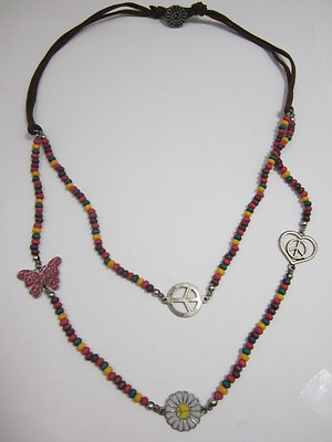 #ad Multi Colored Beaded Charm Necklace $13.95