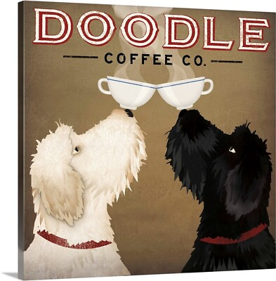 #ad Doodle Coffee Double IV Canvas Wall Art Print Dog Home Decor $45.99