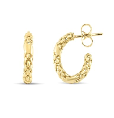 #ad Hoop 14k Gold Earrings Gold Fancy Hoops 14k Earrings Popcorn Hoops $225.00