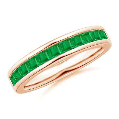 #ad ANGARA Channel Set Square Emerald Half Eternity Band in 14K Solid Gold $1151.92