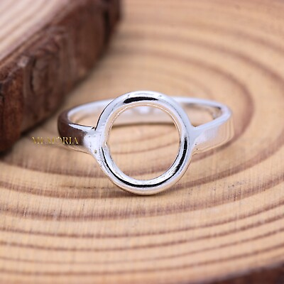 #ad Dainty Ring For Birthday Gift Hollow Circle 925 Sterling Silver Geometric Ring $24.80