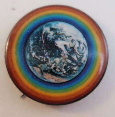 #ad Earth with Rainbow Border Vintage Button Badge Pinback Pin 1.5quot; $13.64