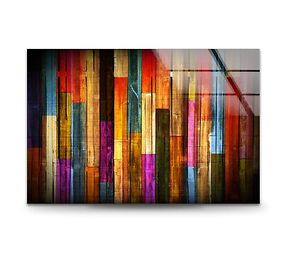 #ad Colorful Wood Tempered Glass Wall Art $95.00