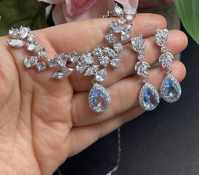 #ad prom jewelry set silver Dusty Blue $40.00