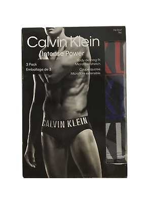 #ad Calvin Klein MensI ntense Power Microfiber Stretch Hip Brief 3 PackMulticolorM $39.98
