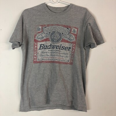 Budweiser King of Beer Men#x27;s Gray Large T Shirt $16.00