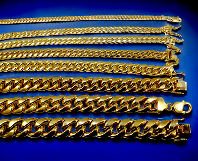 #ad 14K Yellow Gold 3mm 15mm Miami Cuban Link Chain Bracelet All Sizes Real $489.60