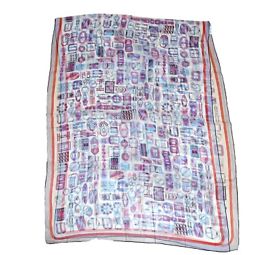 #ad Hermes Shawl Carre en Boucles 180 x 65 cm Chiffon Silk mousseline buckle Scarf $498.00