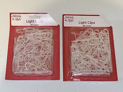 #ad LOT of 2 Christmas light Clip Hooks White Plastic 60 Count Holiday Style New $4.96