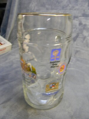 #ad VINTAGE GRUSS VOM GERMAN MADE OCTOBERFEST MUNCHEN HEAVY DIMPLED BEER GLASS $29.99