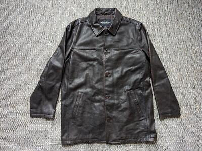 #ad UNWORN vintage EDDIE BAUER car coat PATINA brown leather L jacket NEW $268.95