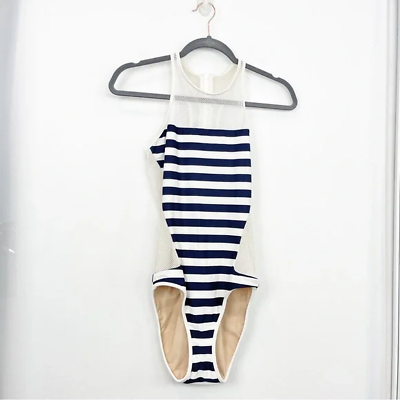 #ad T Alexander Wang Stripe Mesh One Piece Swimsuit Size Medium Womens Swimwear $24.49