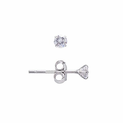 #ad 2mm Genuine Round Diamond Stud Earrings in 14k White gold Butterfly backings $51.30