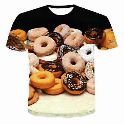 #ad Women Men T Shirt Casual 3D Print Short Sleeve Tee Top Delicious Doughnut Unisex $24.29