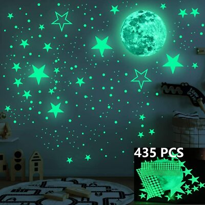 #ad 435Pcs Glow In The Dark Luminous Stars Moon Wall Stickers Kid Ceiling Room Decor $9.47