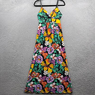 #ad Derek Heart Women Maxi Dress Multicolor Floral Spaghetti Strap Sweetheart Size S $11.07