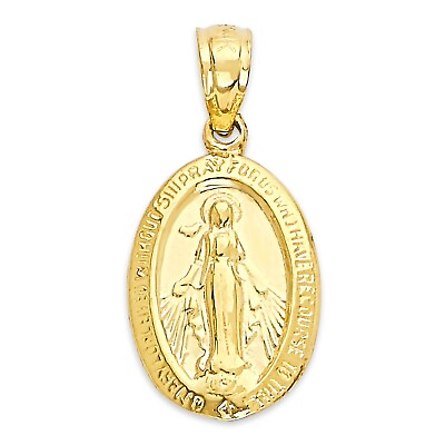 #ad Solid Gold Miraculous Medal Pendant in 10k or 14k Guadalupe Pendant $178.79