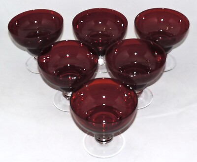 #ad VINTAGE MORGANTOWN DARK RUBY DESSERTS WITH CLEAR FOOT 6 $45.00