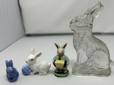 #ad Vintage Rabbit Figurine Lot of 4 Good Shape Fast Shipping $12.99