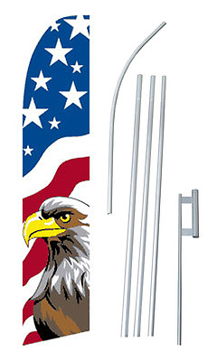 #ad Complete 15#x27; USA Eagle Kit Swooper Feather Flutter Banner Sign Flag $65.31