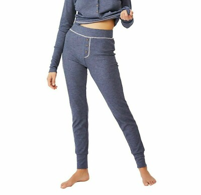 #ad Cotton On Body Women#x27;s Sz XS Waffle Long John Jogger Pajama Pants Heather Navy $10.39