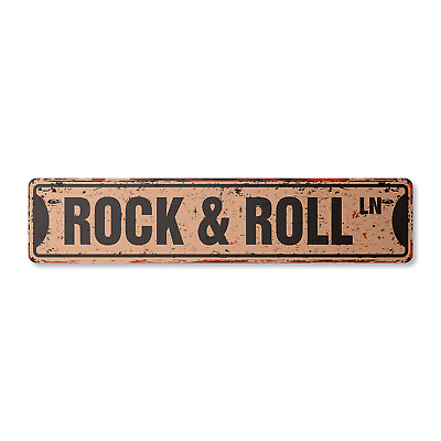 #ad ROCK amp; ROLL Vintage Street Sign Metal Plastic fame music band guitar musician $13.99