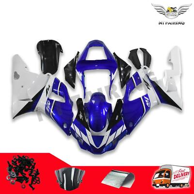 #ad MS White Blue Injection Plastic Kit Fairing Fit for Yamaha YZF R1 2000 2001 r017 $419.99