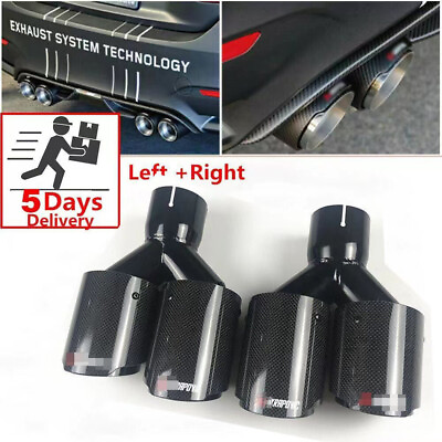 #ad 1Pair Real Carbon Fiber ID:2.5quot; OD:3.5quot; Car Exhaust Tip Dual Pipes End $172.49