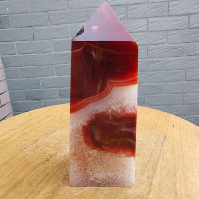 #ad 650g Natural Rare Red stripe Agate Crystal Obelisk Quartz Tower Point Healing $110.00