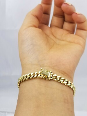 #ad REAL 10k Gold Miami Cuban Bracelet 7quot; 6mm 10 kt Yellow Gold Strong Links LADIES $418.59