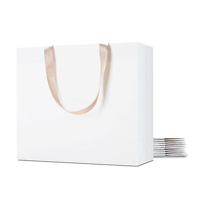#ad White Gift Bags Bulk 10 White Gift Bags Large Size 12.5x4.5x11 inch White P... $34.02
