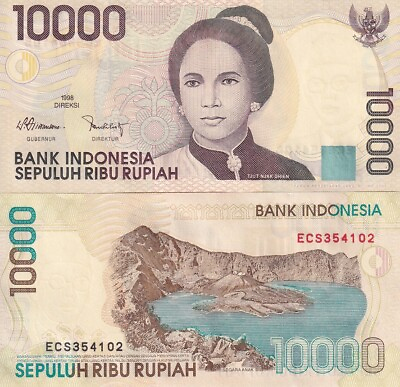 #ad Indonesia 10000 Rupiah 1998 2005 P 137 h UNC $4.49